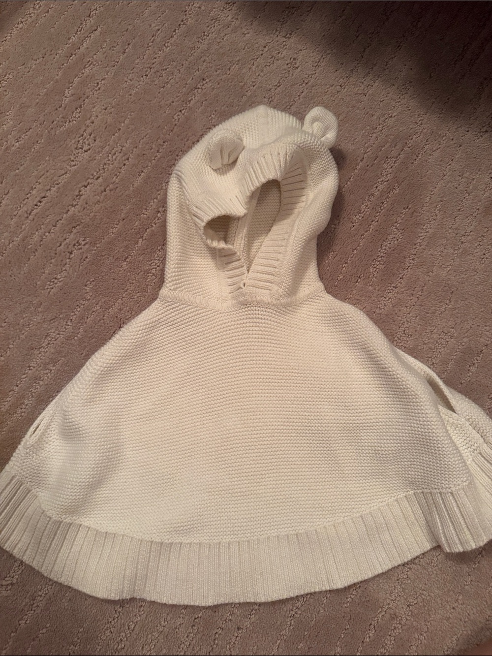 GAP Cream Knit Hooded Poncho with Bear Ear Details